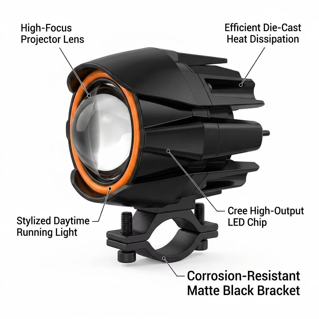 201 Stainless Steel Bracket With Reflector Approved Durable Waterproof Safety Cycling Bicycle Front Light
