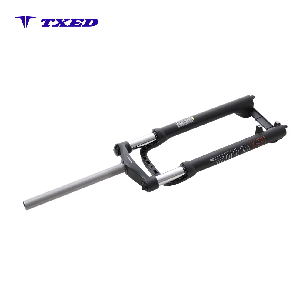 26 Inch Coil Suspension Fork with Straight Steerer Manual Hydraulic Lockout 135mm Dropout Aluminum Legs Matte Black 75mm Travel detail image 4