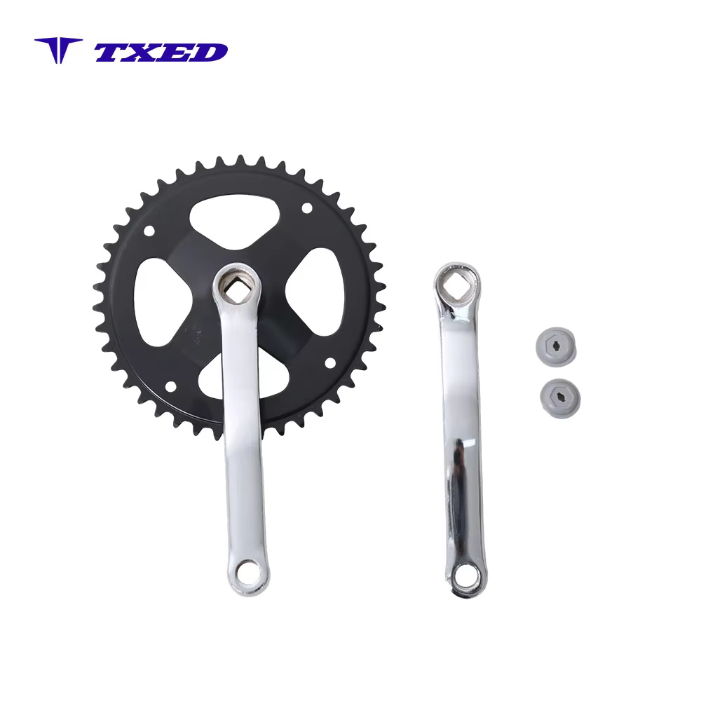 Bicycle Rear Chainwheel 42T 3/32" Square Taper 170mm Black Polished Chainring Electroplated Steel Crank