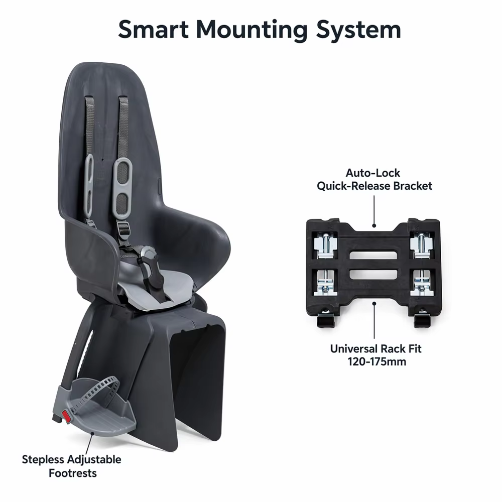 Comfort Shockproof Child Rear Bicycle Seat Anti-Collision Adjustable Footrest Kids Bike Saddle With Secure Safety Harness