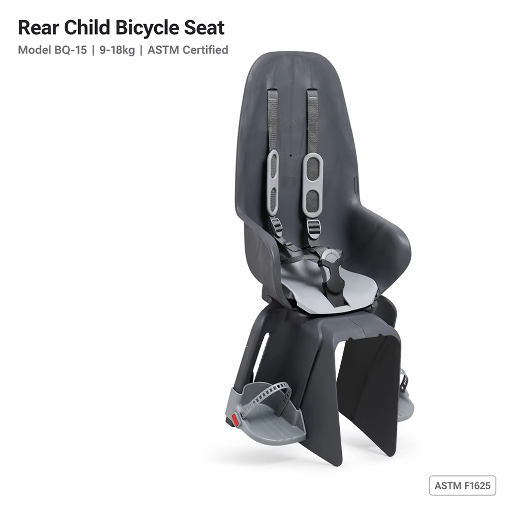 Comfort Shockproof Child Rear Bicycle Seat Anti-Collision Adjustable Footrest Kids Bike Saddle With Secure Safety Harness detail image 2