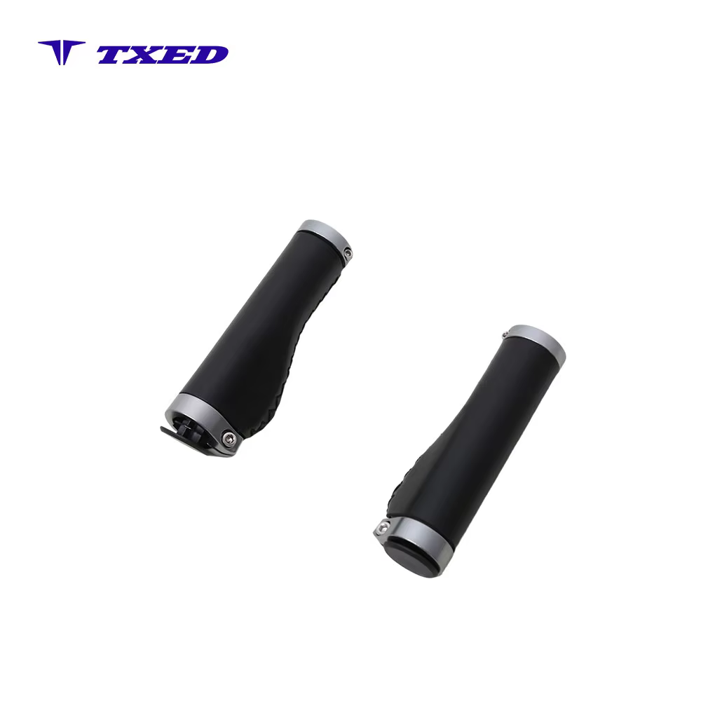Comfortable Mountain Bike E-bike Grip Microfiber Leather Black Titanium Aluminum Ring 135mm Model XL-B13 detail image 3