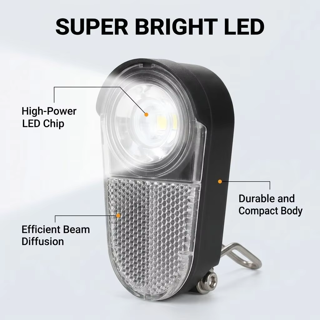 Electric Bike Front Light Horn LED E-Bike Headlight 48V 36V 2.2W IPX4 Waterproof Bicycle Light