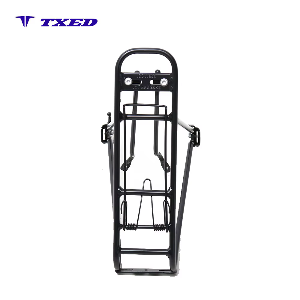 Hengtong 26 Inch Aluminum Bicycle Rear Carrier with Spring Clip 25kg Load Capacity Matte Black Finish for Cargo and Passenger detail image 1