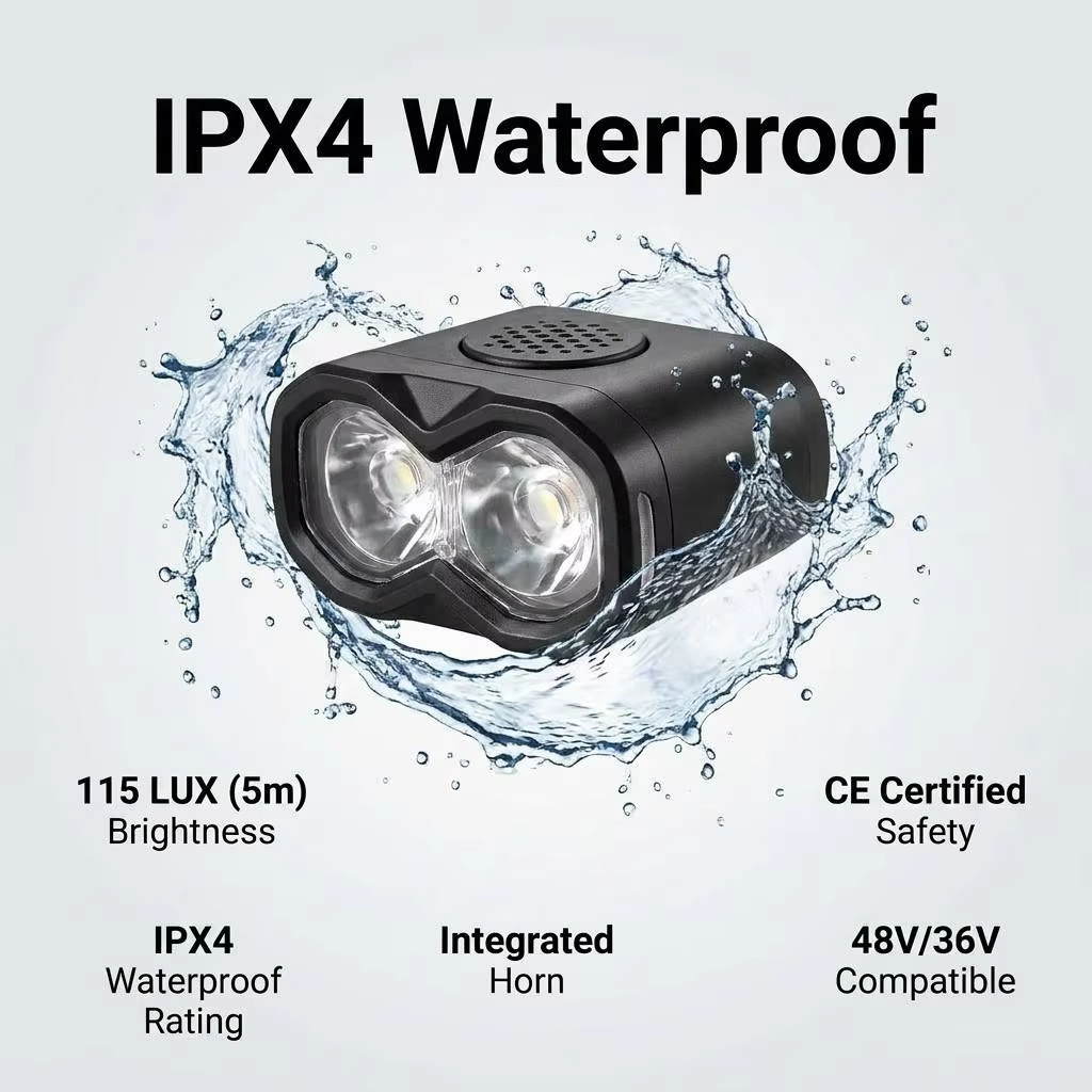 High Visibility LED Light With 201 Stainless Steel Bracket Reflector Certified Bicycle Front Light
