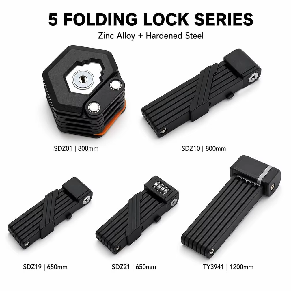 Wholesale Foldable Bicycle Lock Zinc Alloy Lock Core Anti Cut Anti Pry Bike Folding Lock for Cycling