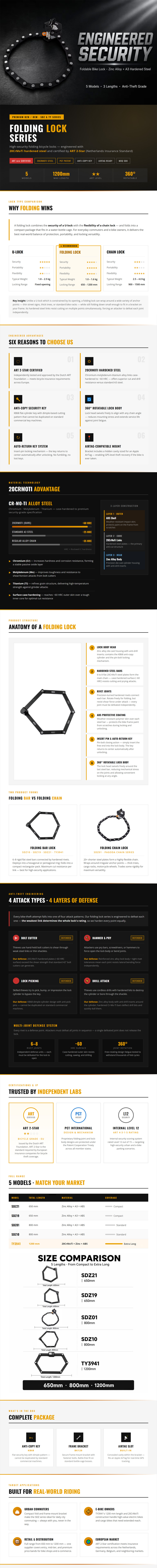 Wholesale Foldable Bicycle Lock Zinc Alloy Lock Core Anti Cut Anti Pry Bike Folding Lock for Cycling detail image 1